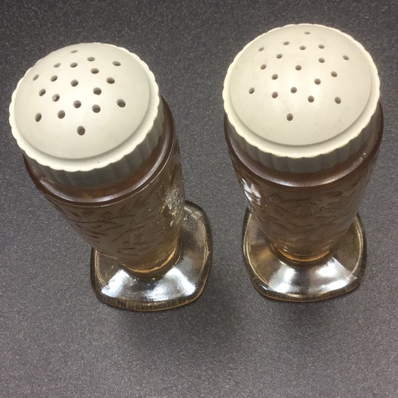 Jeannette Depression Glass Floragold Salt & Pepper - Picture 2 of 3